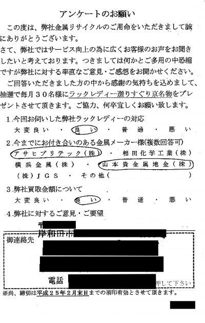 貴金属高価買取お客様の声