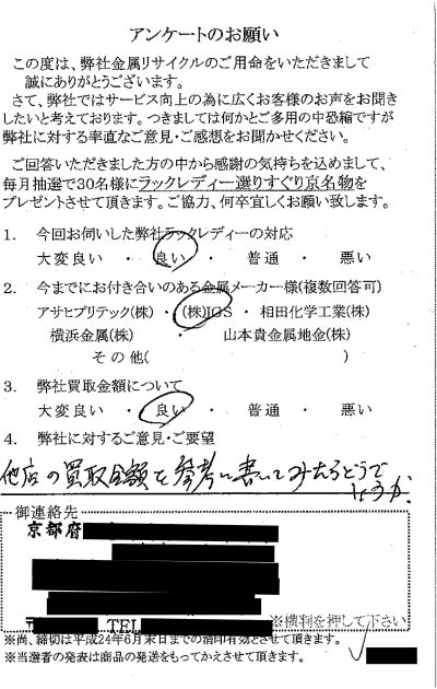 貴金属高価買取お客様の声