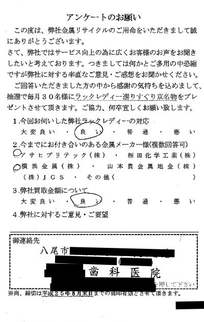 貴金属高価買取お客様の声