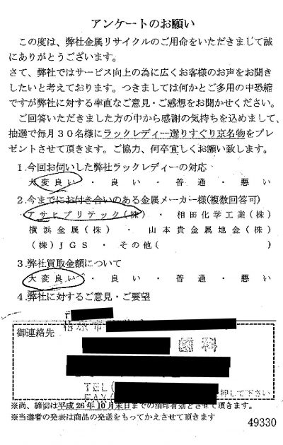 貴金属高価買取お客様の声