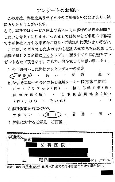 貴金属高価買取お客様の声