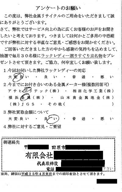 貴金属高価買取お客様の声