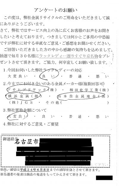 貴金属高価買取お客様の声