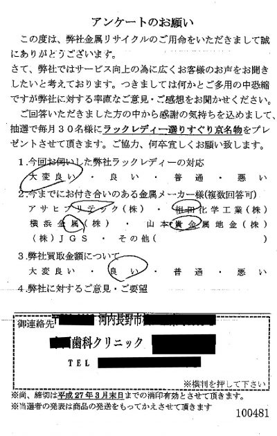 貴金属高価買取お客様の声