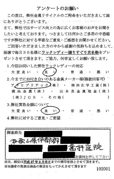 貴金属高価買取お客様の声