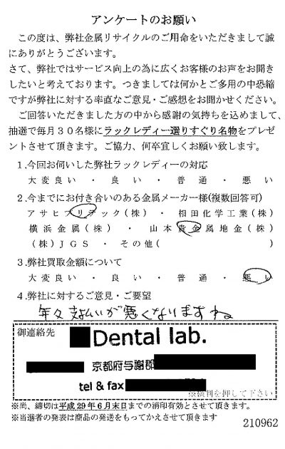 貴金属高価買取お客様の声