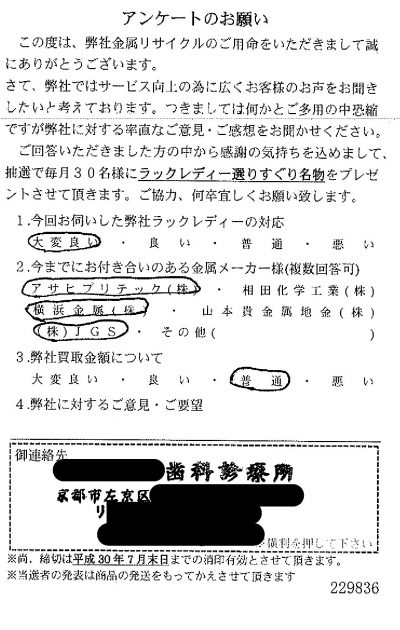 貴金属高価買取お客様の声