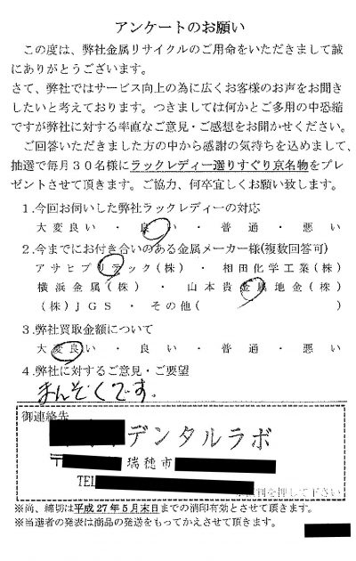 貴金属高価買取お客様の声