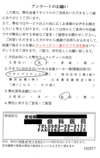 貴金属高価買取お客様の声